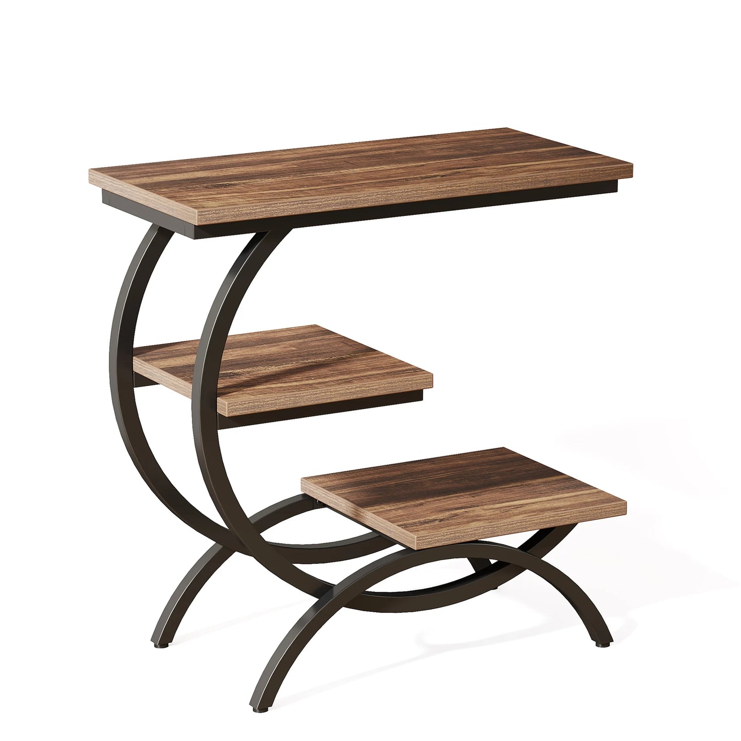 Tribesigns C Shaped End Table Industrial Storage Shelves