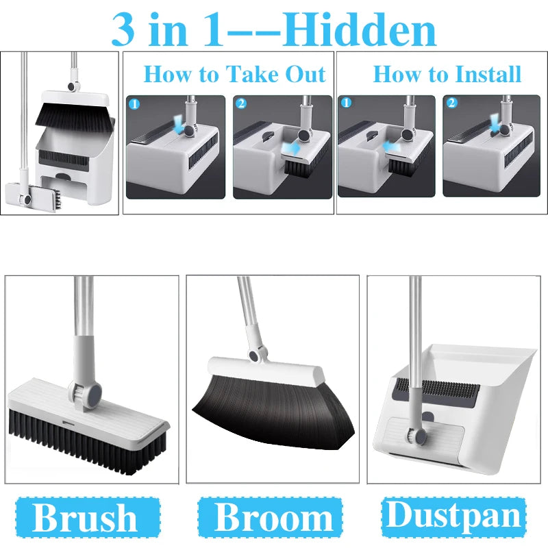 Three In One Broom And Dustpan Set For Home Office