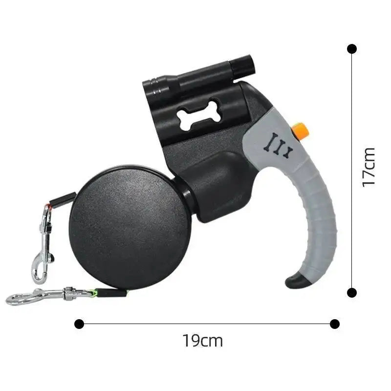 Auto Retractable DoubleHeaded Dog Leash 3M Rope With LED Flashlight
