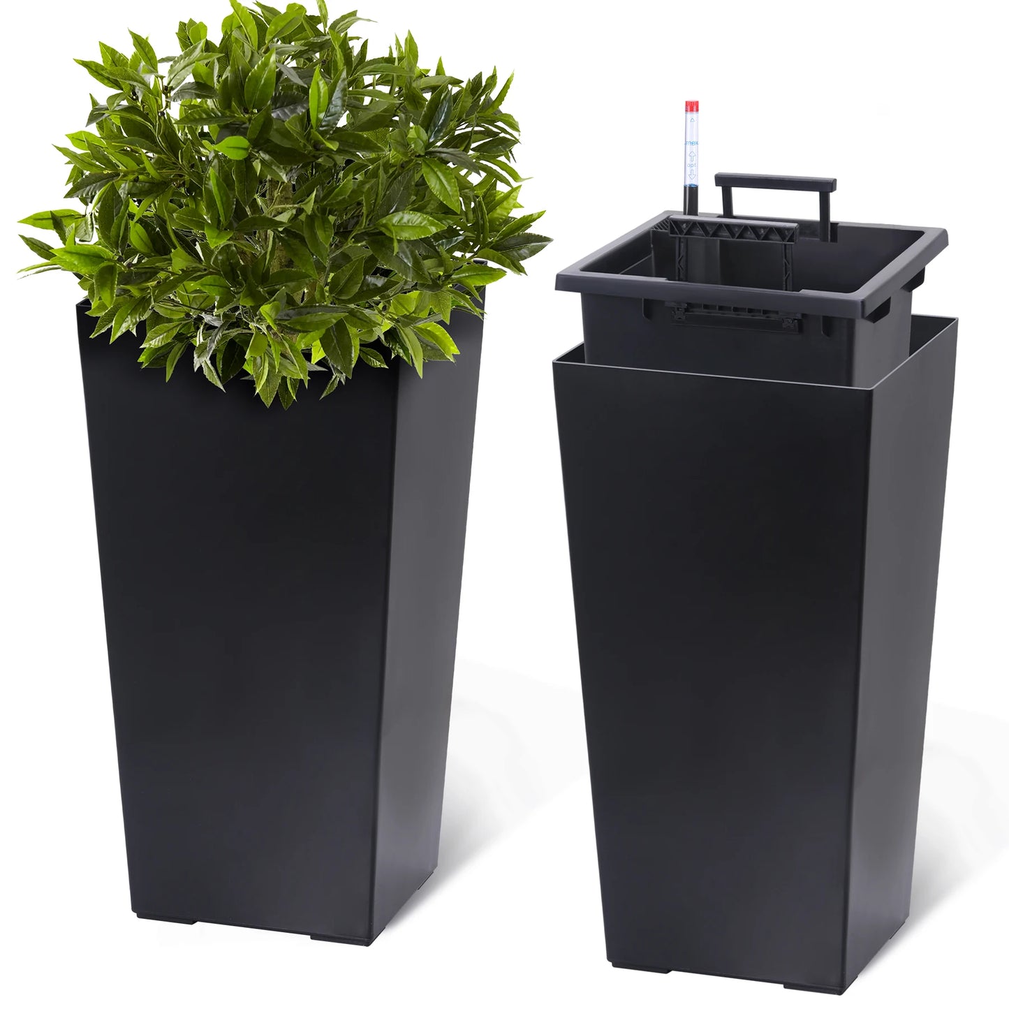 Two-Piece Planter Pots for Indoor Outdoor Drainage and Auto Watering
