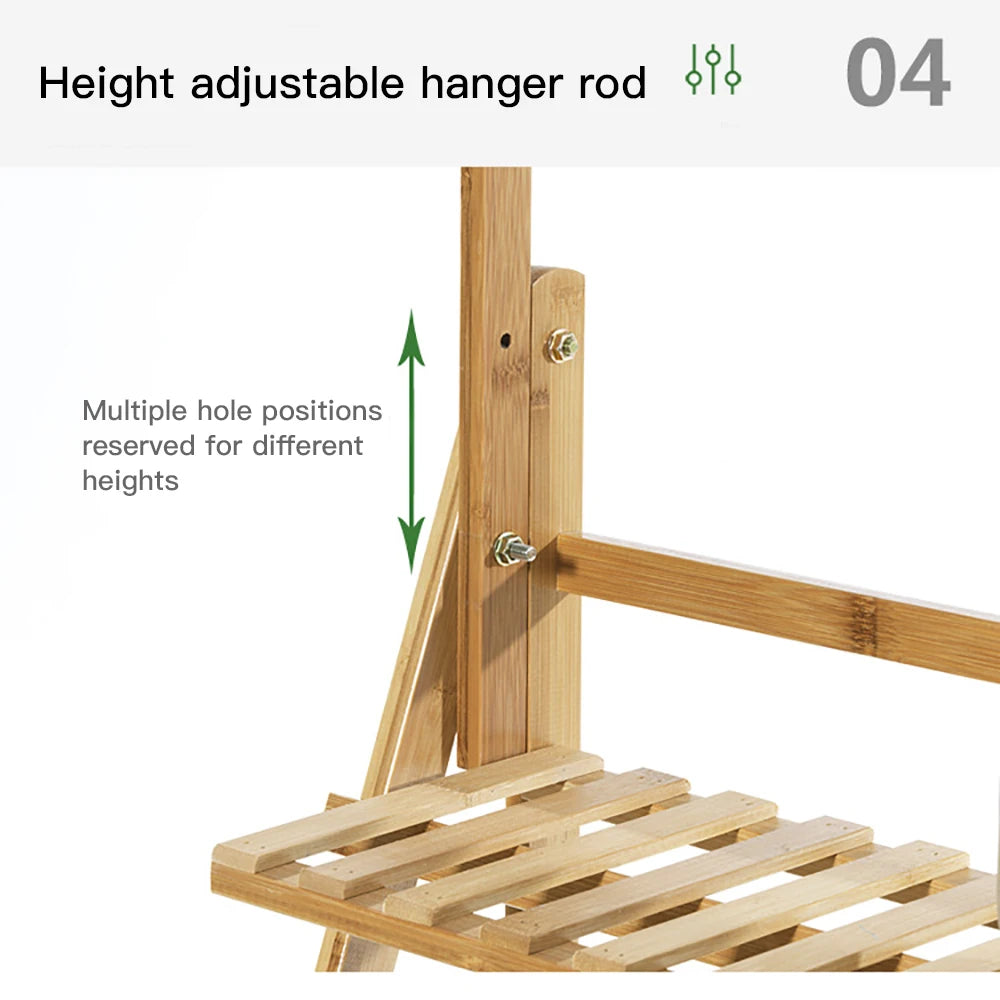 Folding Bamboo Plant Stand 3 Tier Shelf For Indoor Outdoor
