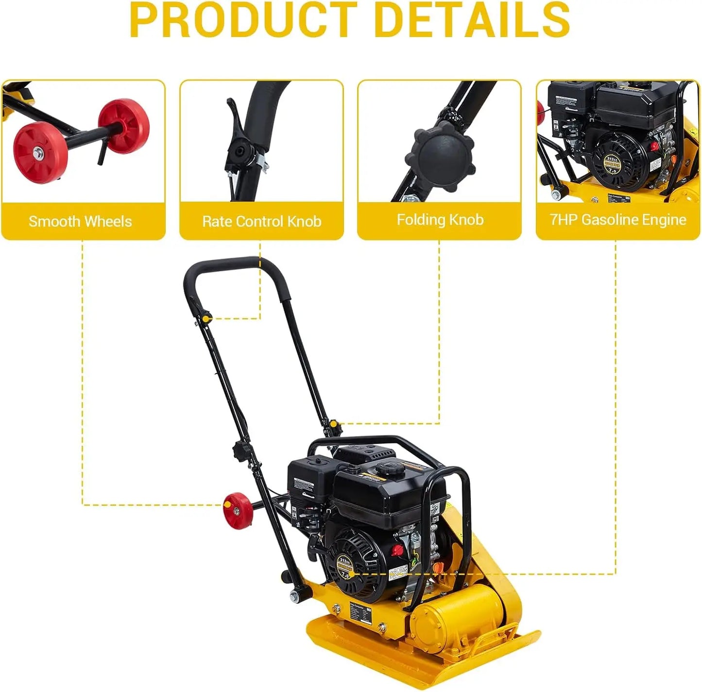 TWISTER.CK Plate Compactor 7HP Gas Engine 4200 Lbs Force