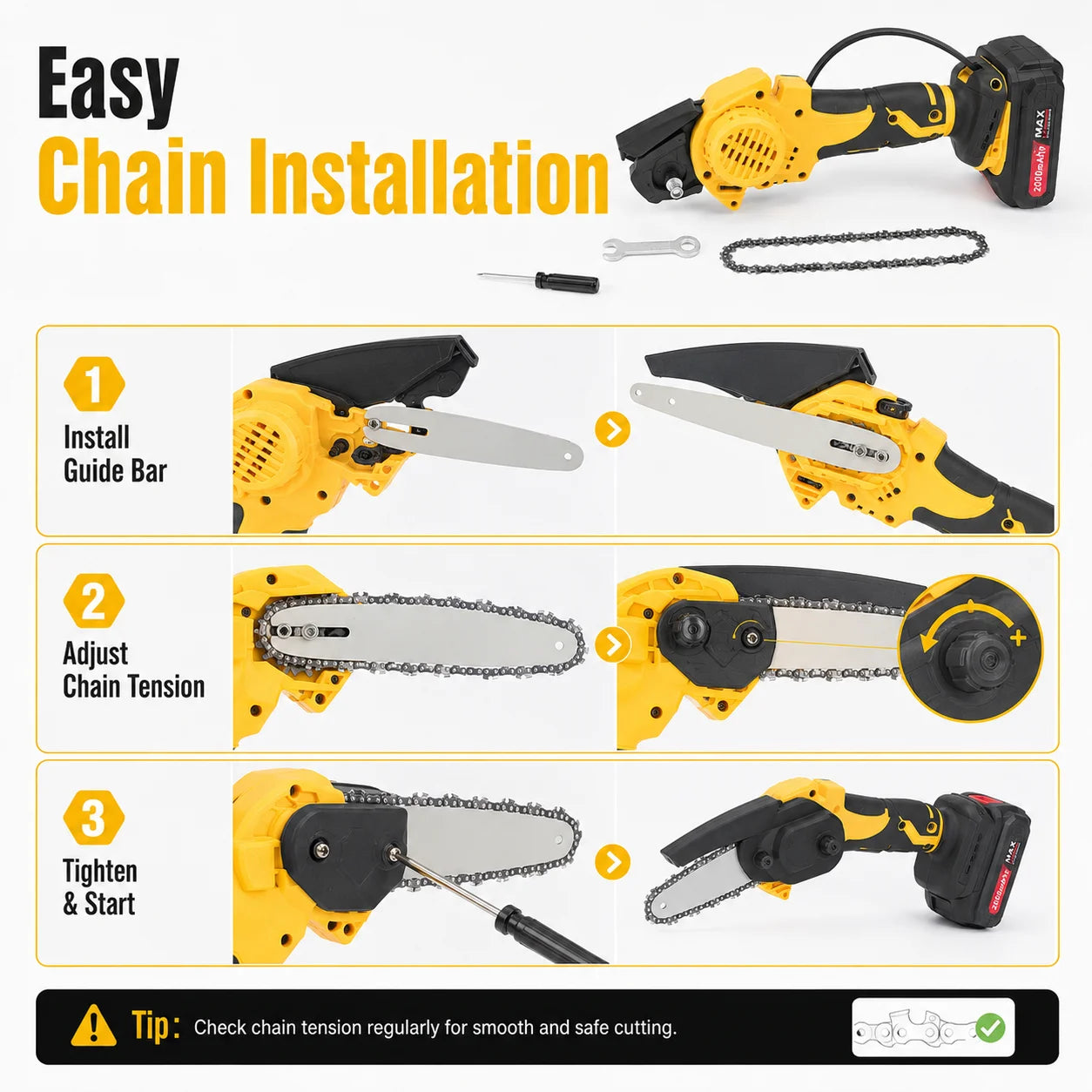 Cordless Mini Chainsaw With Dual Batteries And Storage Case