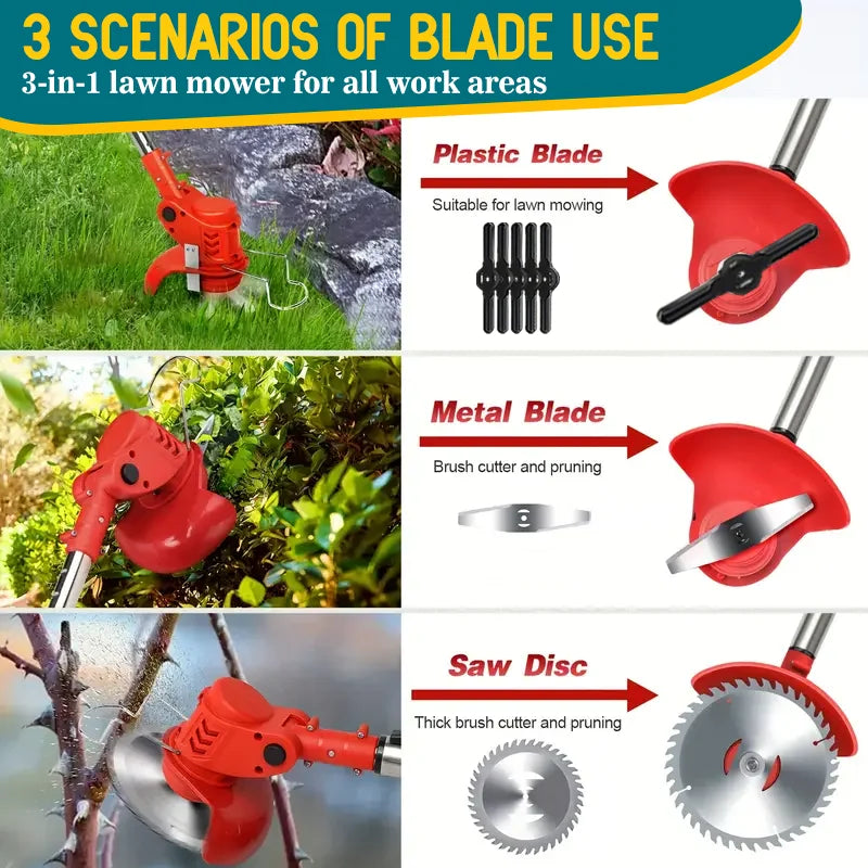 Cordless Lawn Mower And Trimmer Set For Courtyards And Gardens