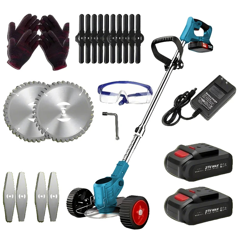 Portable Cordless Lawn Mower Weeding Machine With Dual Lithium Batteries