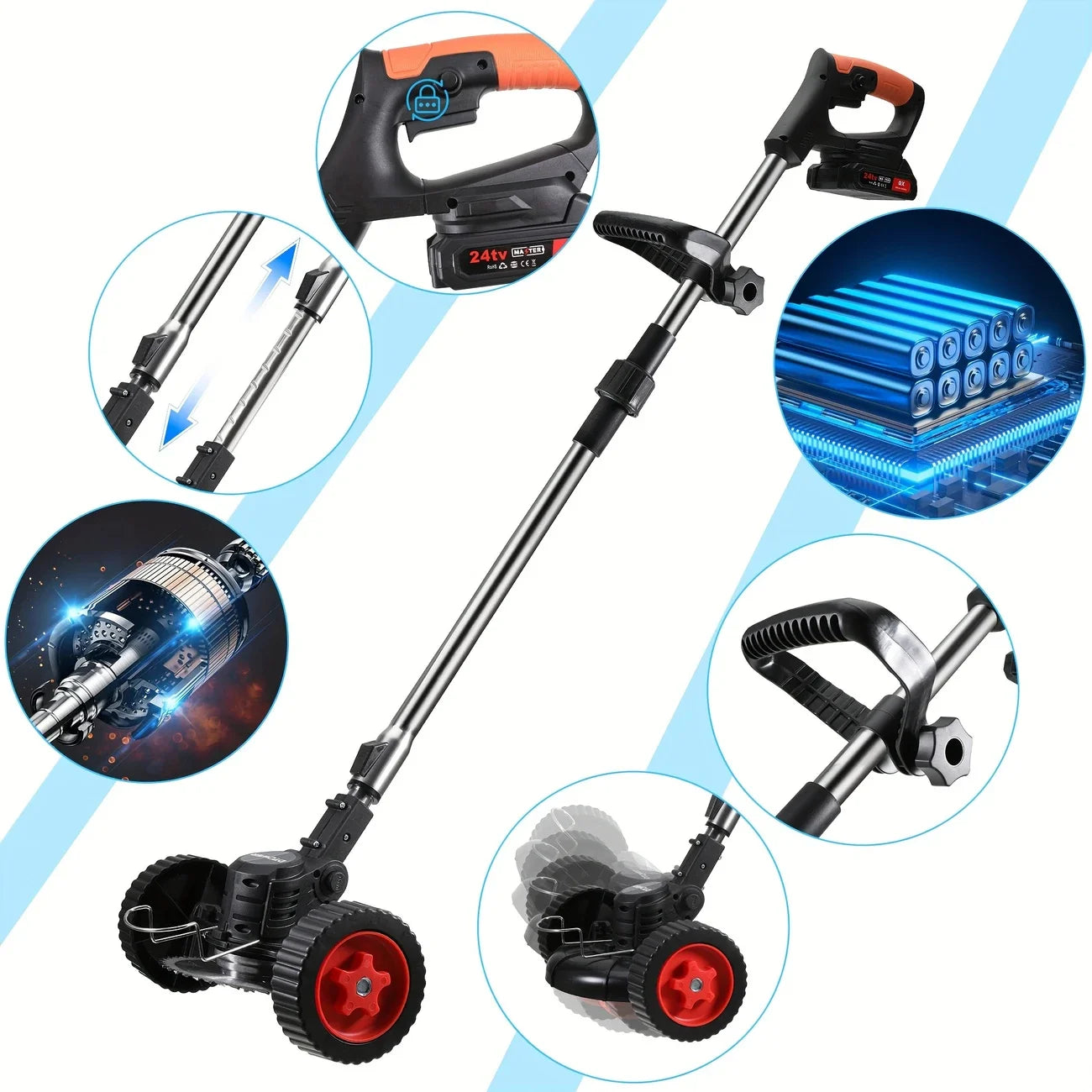 Cordless Lawn Trimmer Edger Mower Brush Cutter For Garden Yard