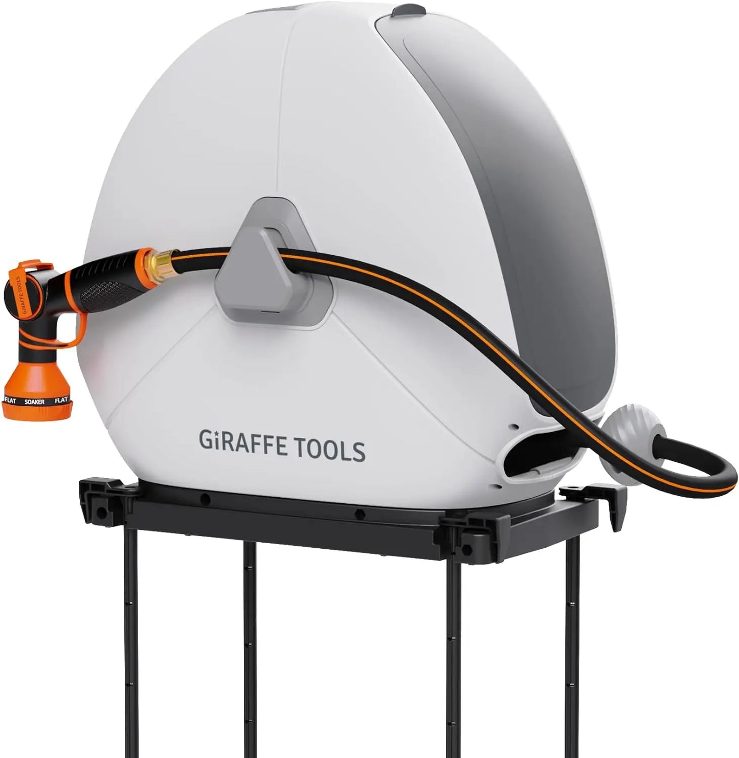 Giraffe Tools Retractable Garden Hose Reel Ground Mount With Automatic Rewind