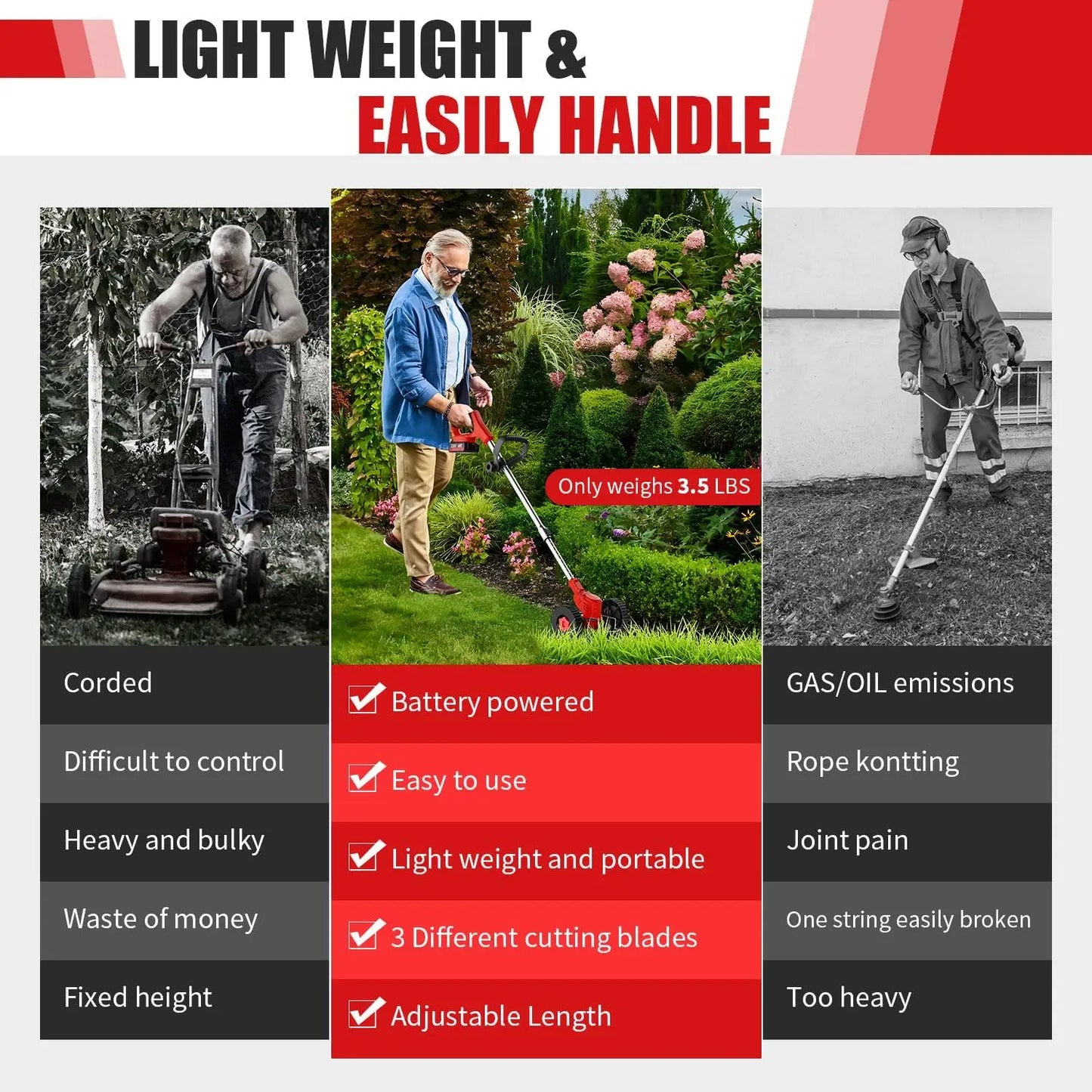 Portable Cordless Lawn Mower Weeding Machine With Dual Lithium Batteries