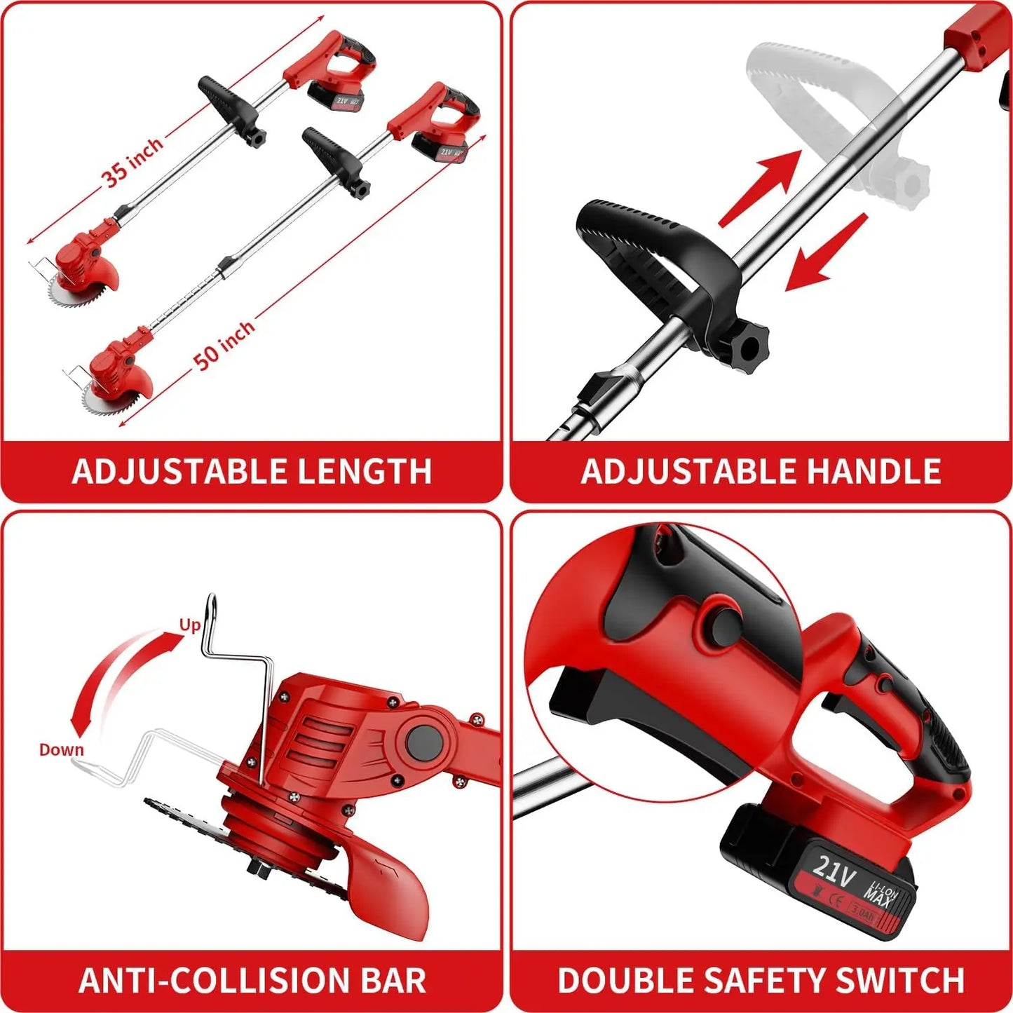 Portable Cordless Lawn Mower Weeding Machine With Dual Lithium Batteries