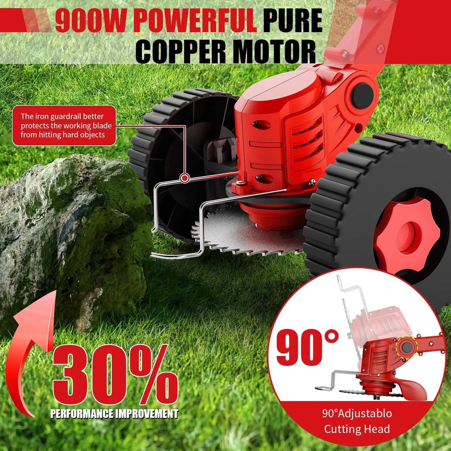 Portable Cordless Lawn Mower Weeding Machine With Dual Lithium Batteries