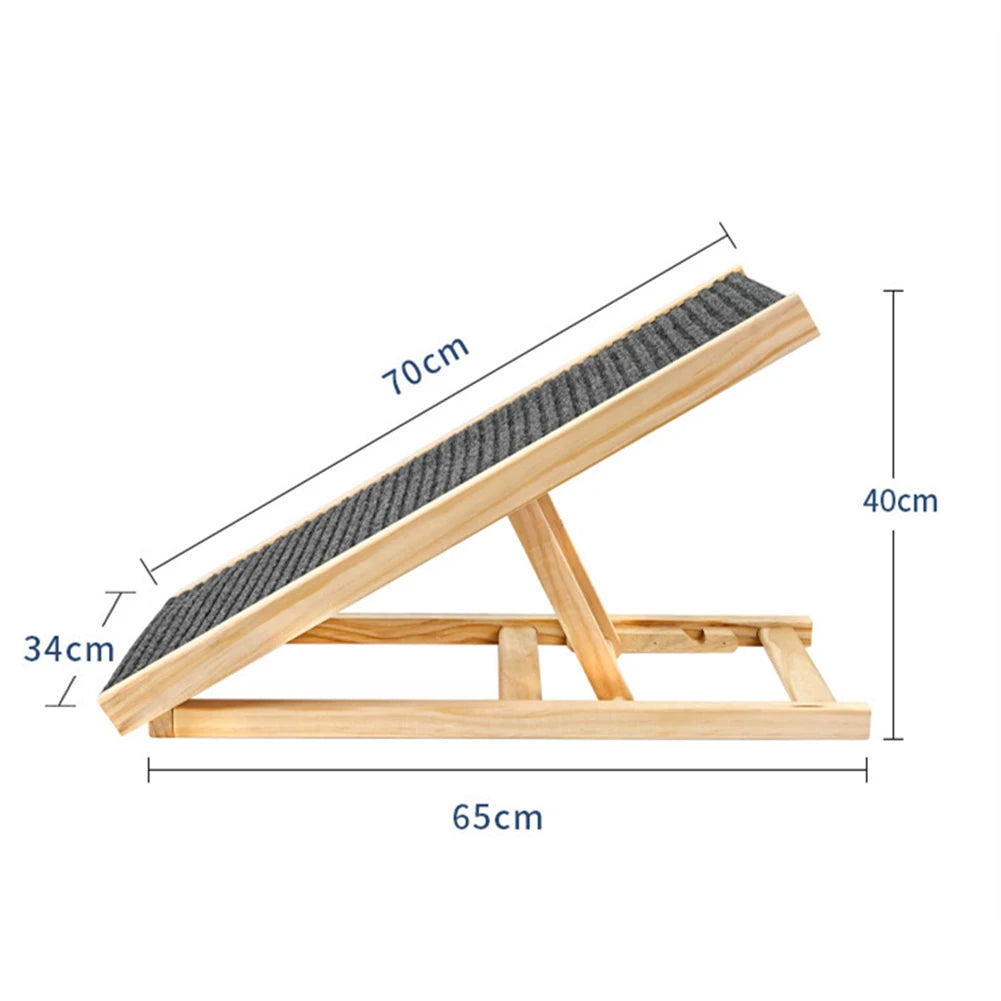 TWISTER.CK Pet Dog Ramp Ladder Natural Pine Folding Anti Skid