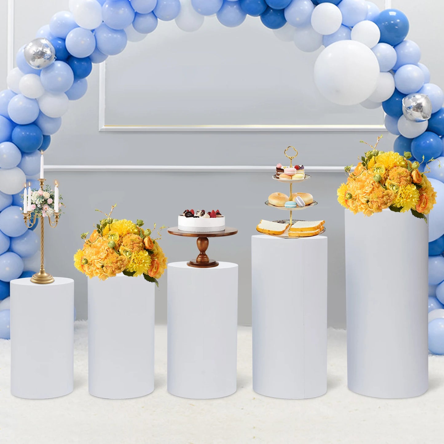 Freestanding Metal Round Cylinder Pedestal Stand For Cakes And Florals