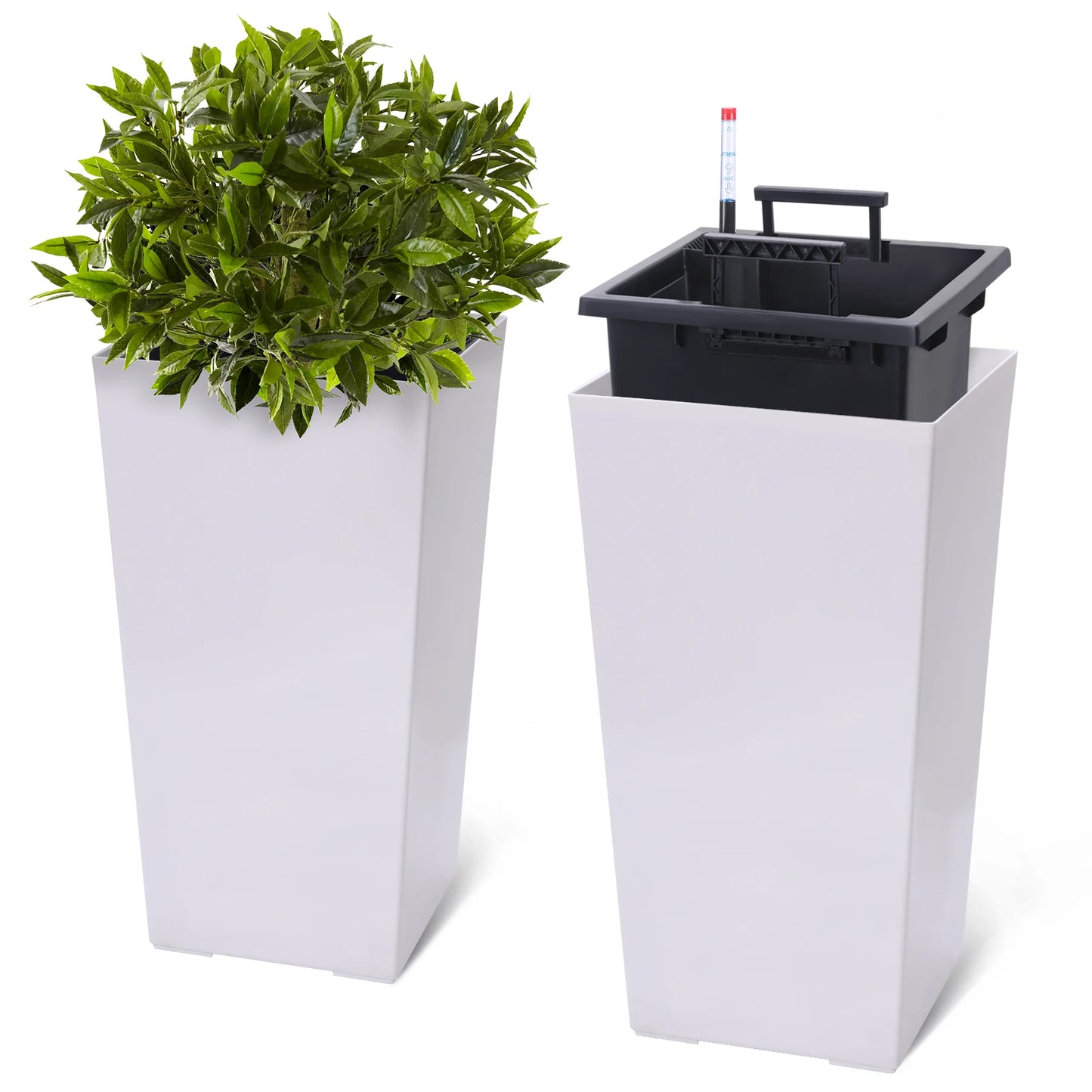 Two-Piece Planter Pots for Indoor Outdoor Drainage and Auto Watering