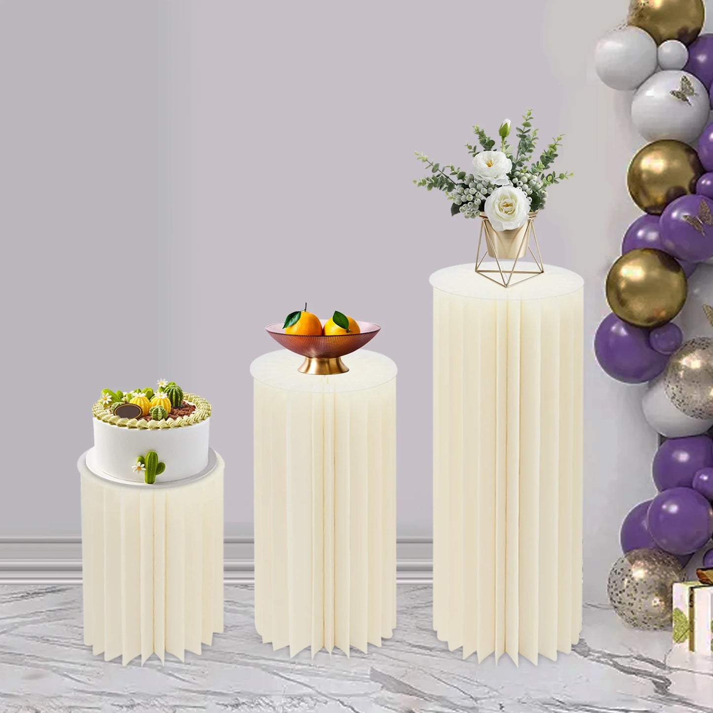 Wedding Flower Stand Cylinder Three-Piece Cardboard Centerpieces
