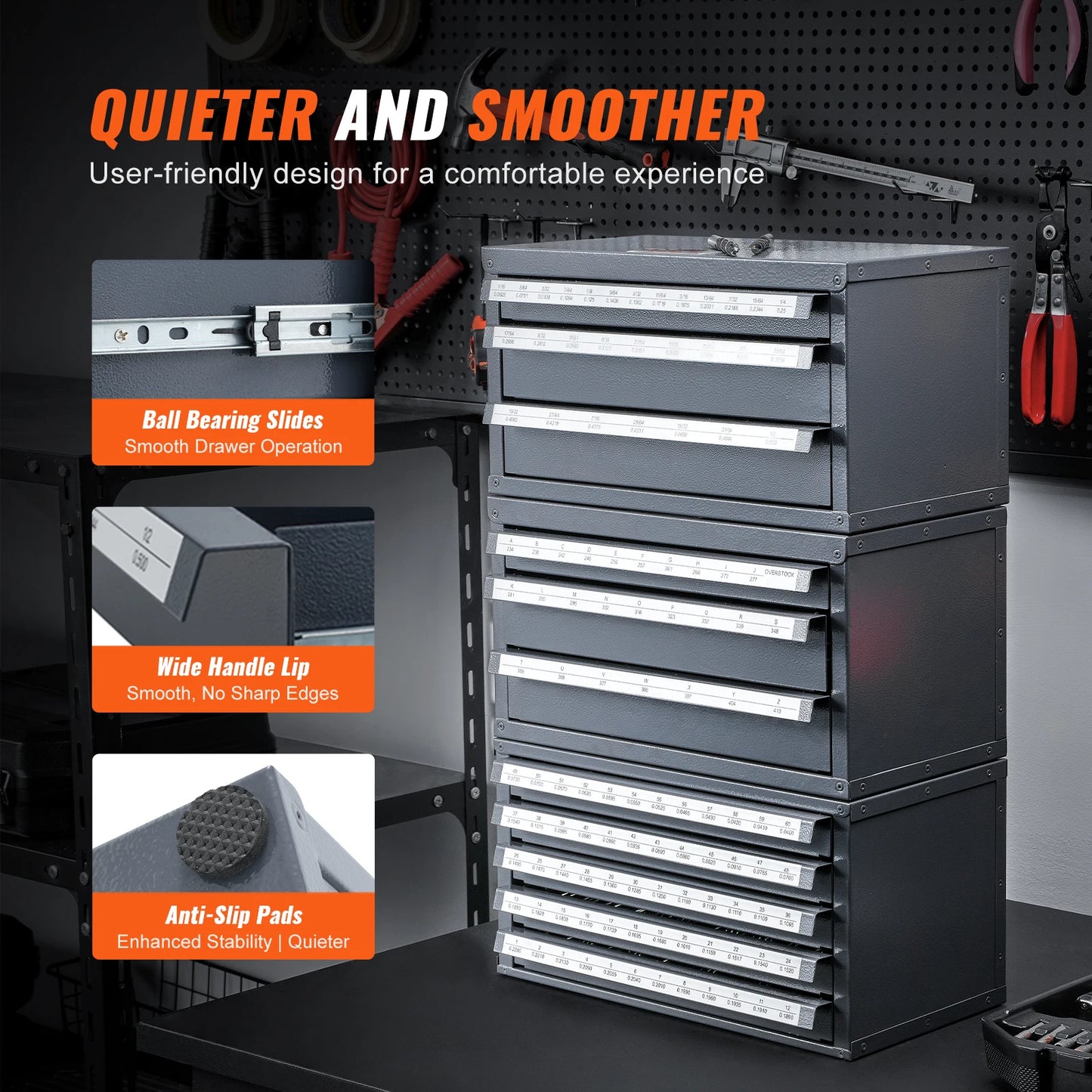 SucceBuy Steel Drill Bit Dispenser Cabinet With Three Drawers