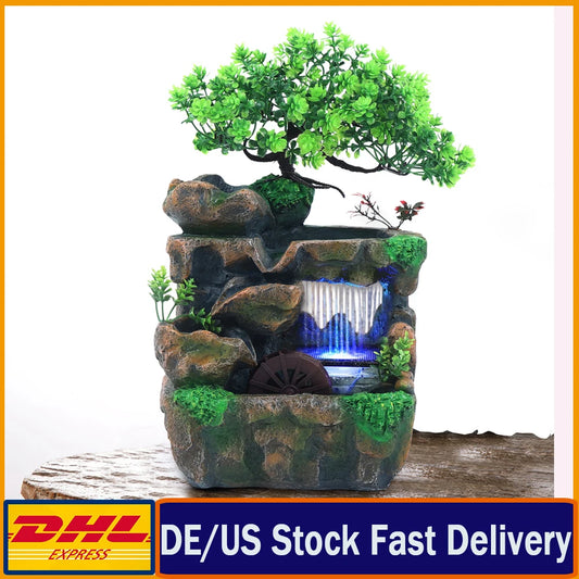Indoor Room Fountain With Color Changing LED Lighting Zen Decor