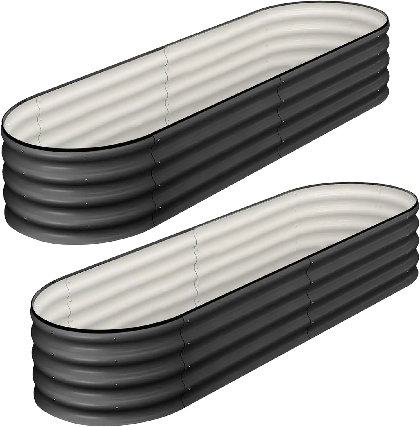 HiMISS Oval Raised Garden Bed Set Galvanized Planter Beds