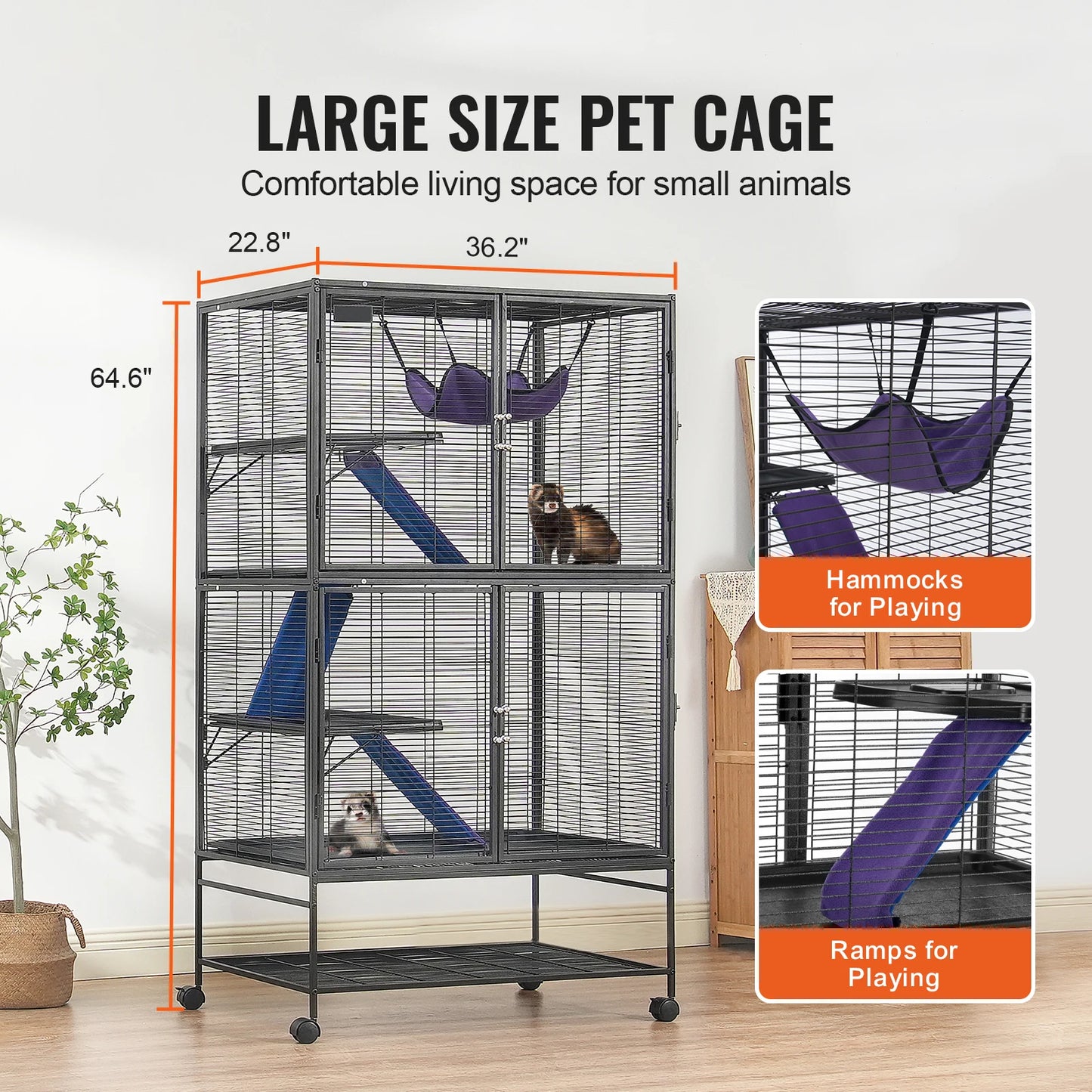 SucceBuy Rolling Metal Ferret Cage 4-Tier Critter Nation Small Animal Cage