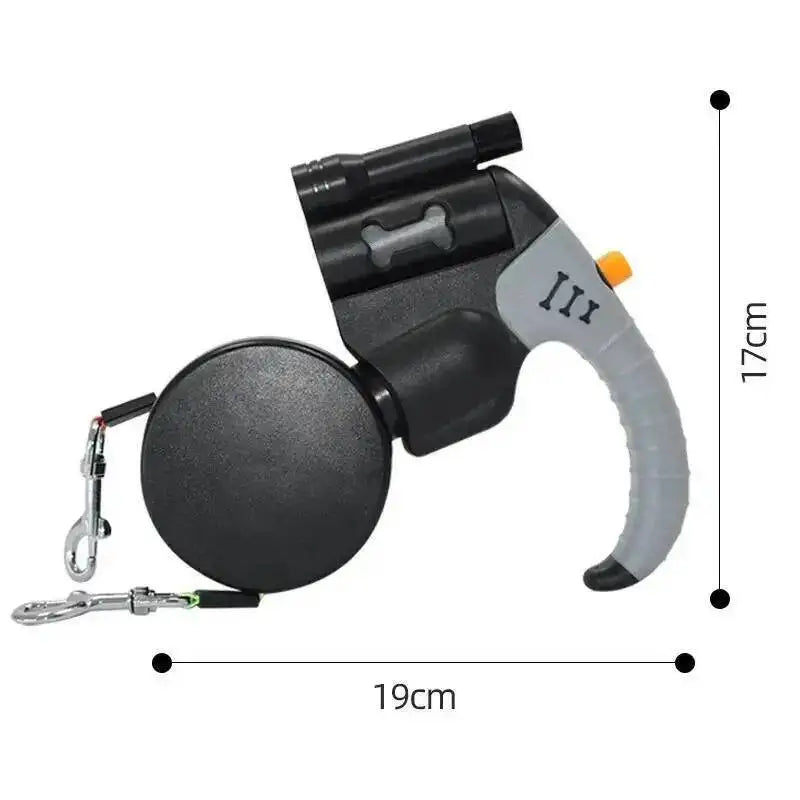 Auto Retractable Double Headed Dog Leash With LED Light For Two Dogs