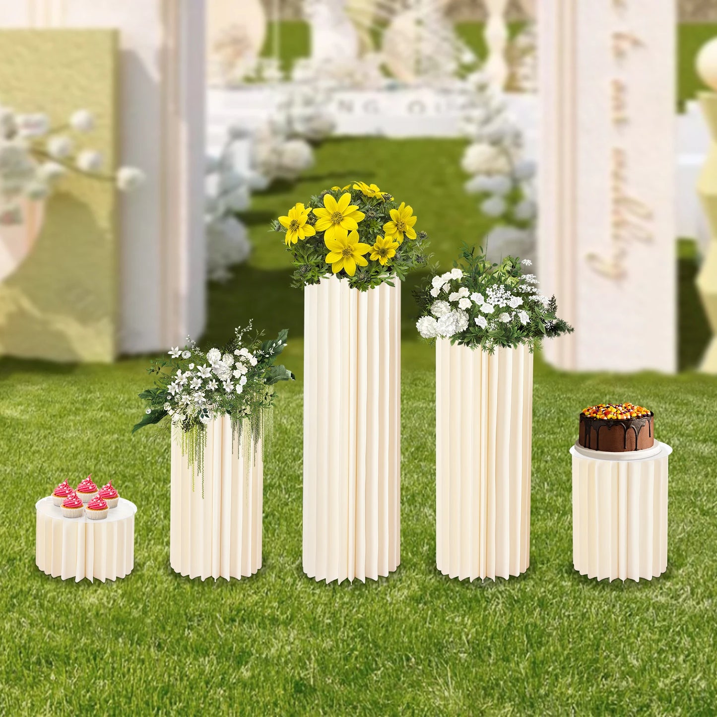 5 Piece Foldable Cardboard Flower Stand Centerpiece For Weddings