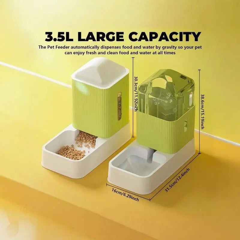 Automatic Pet Feeder And Water Dispenser AllInOne Gravity Set