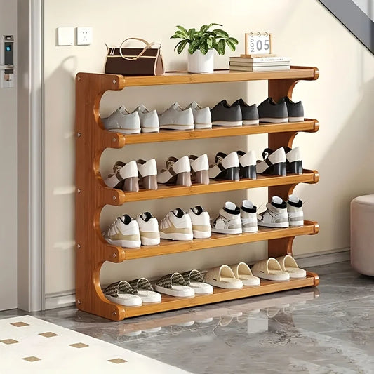 Space-Saving Wooden Layered Storage Rack for Shoes