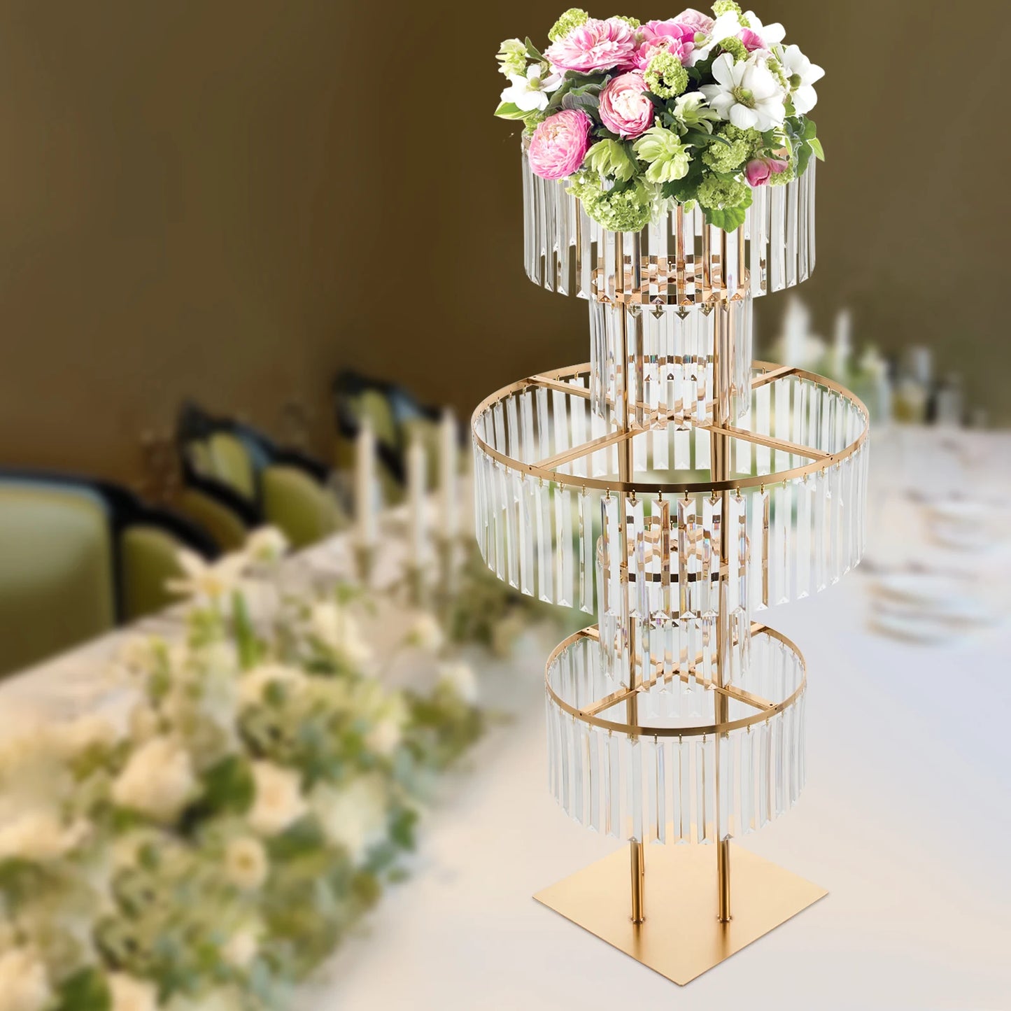 Five Tier Wedding Centerpiece Stand With Acrylic Flower Vase