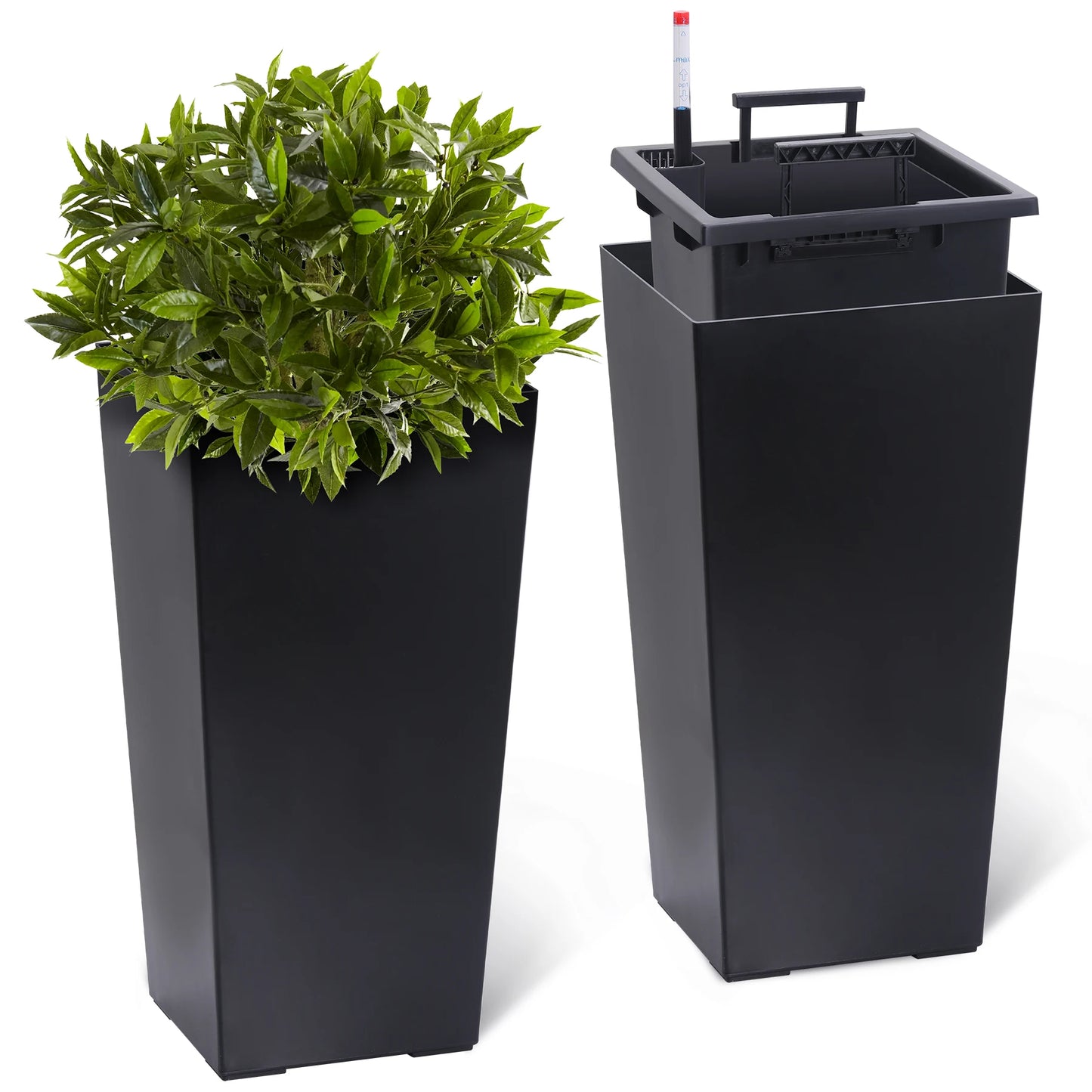 Two-Piece Planter Pots for Indoor Outdoor Drainage and Auto Watering