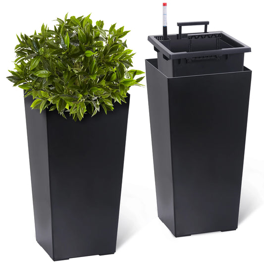 Two-Piece Planter Pots for Indoor Outdoor Drainage and Auto Watering