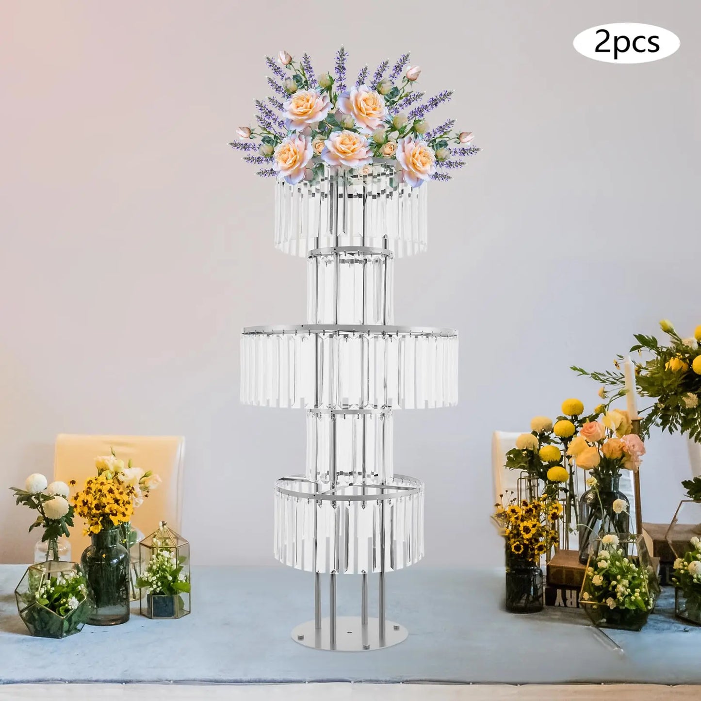 Bymaocar 5 Tier Crystal Vase Stand For Wedding Centerpieces