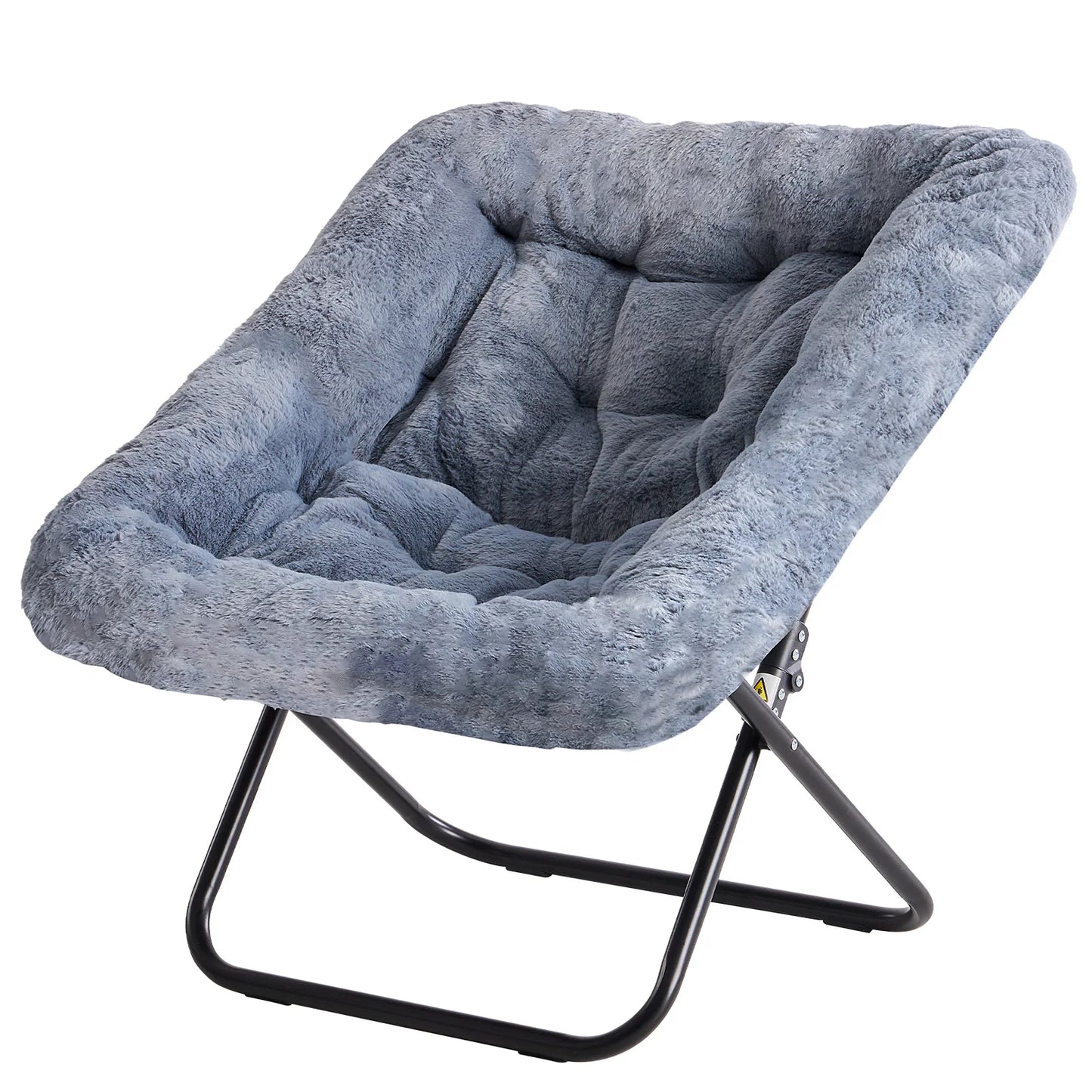 JHK Cozy Saucer Chair Faux Fur Padded Folding Lounge