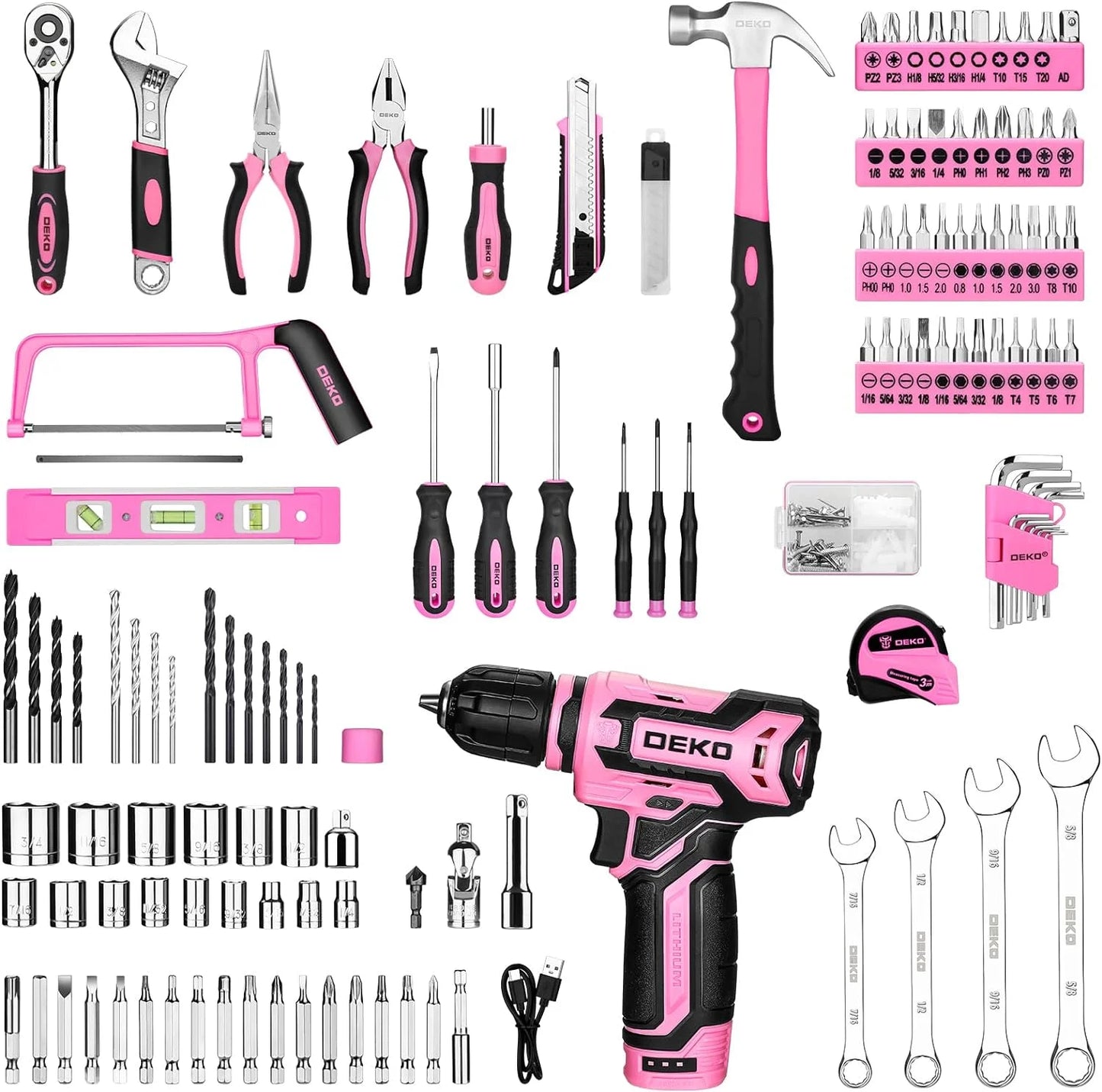 DEKO 12V Cordless Drill Set With Toolbox Storage Case
