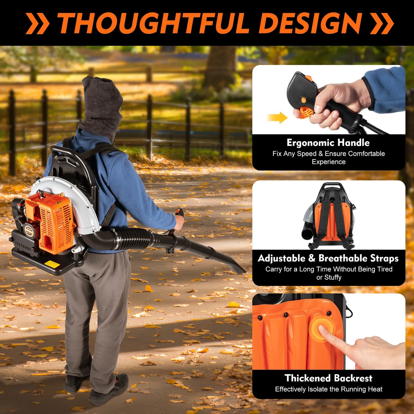 Bymaocar 2 Stroke Gas Leaf Blower Backpack For Garden Cleaning