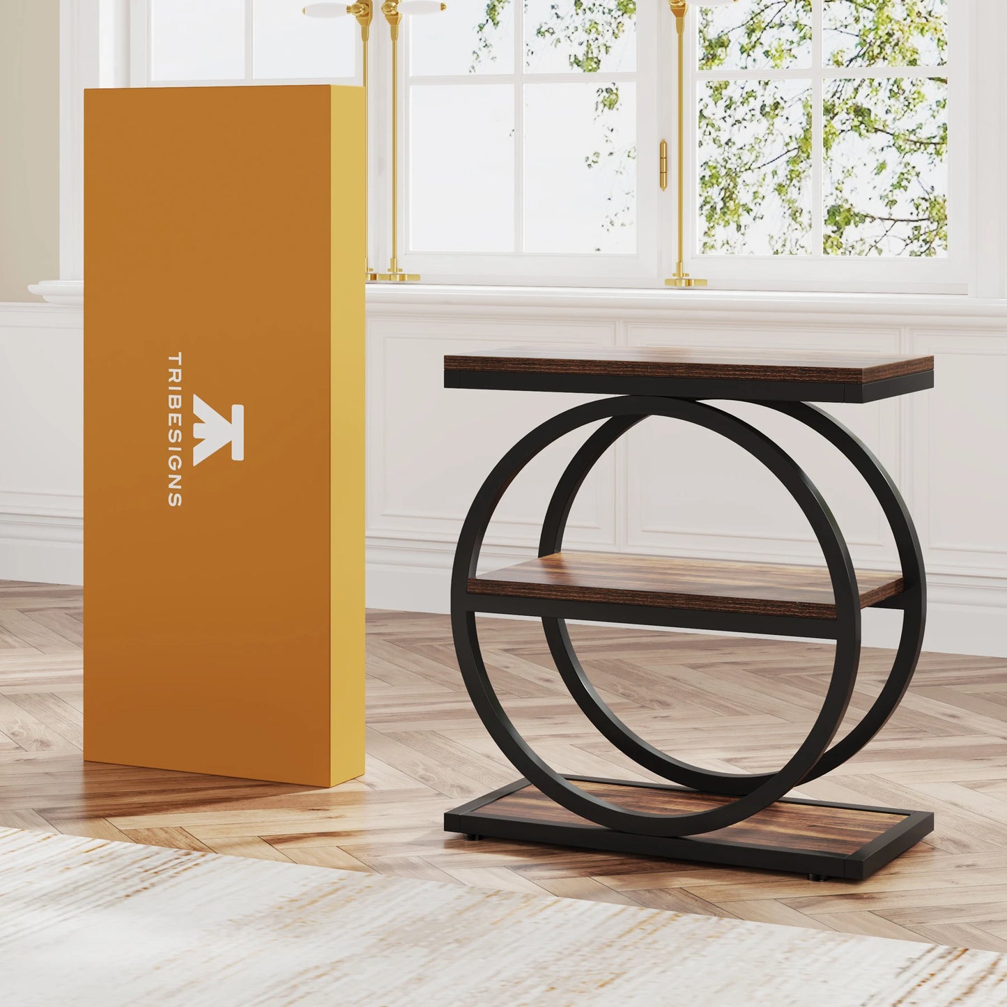 Tribesigns End Table With 3 Shelves, Industrial Narrow Side Table