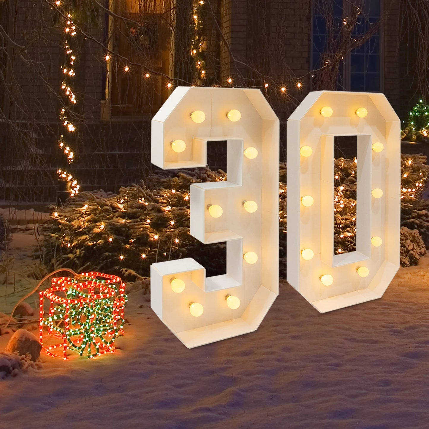 LED Light Up Birthday Numbers 30 40 50 60 Decorations