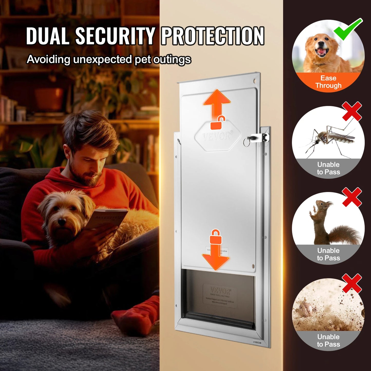 SucceBuy Pet Door Aluminum Frame with Locking Flap System