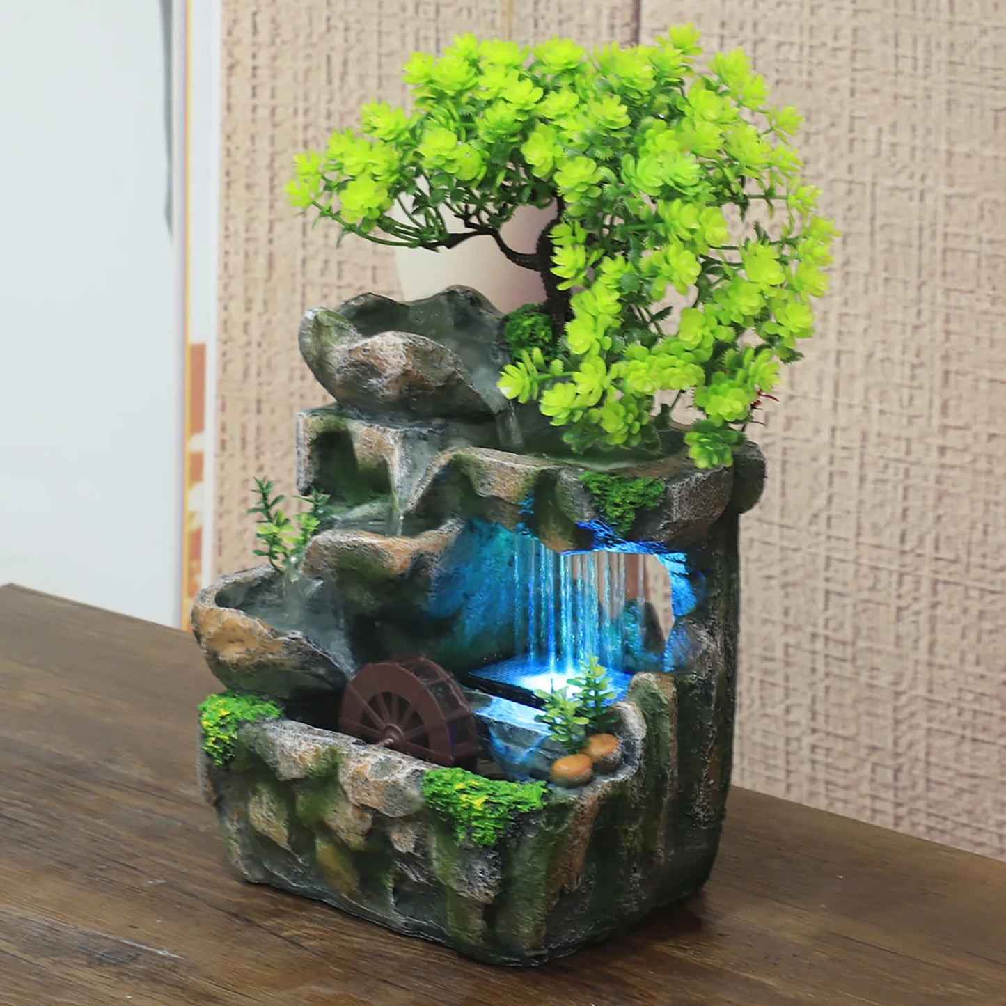 Indoor Room Fountain With Color Changing LED Lighting Zen Decor