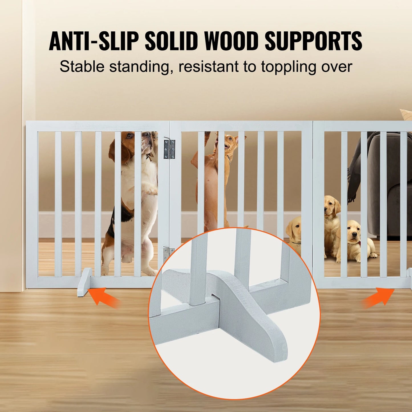 SucceBuy Freestanding Dog Gate, 3-Panel Foldable Pet Barrier
