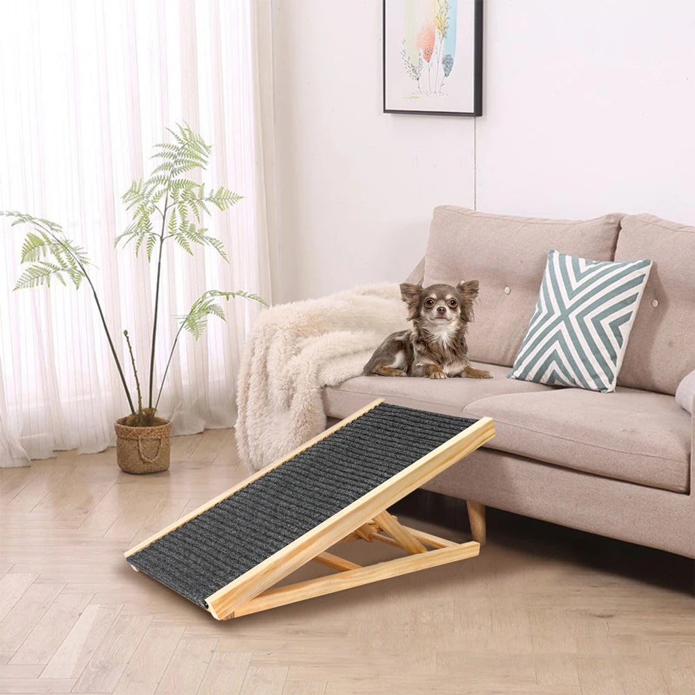 TWISTER.CK Pet Dog Ramp Ladder Natural Pine Folding Anti Skid