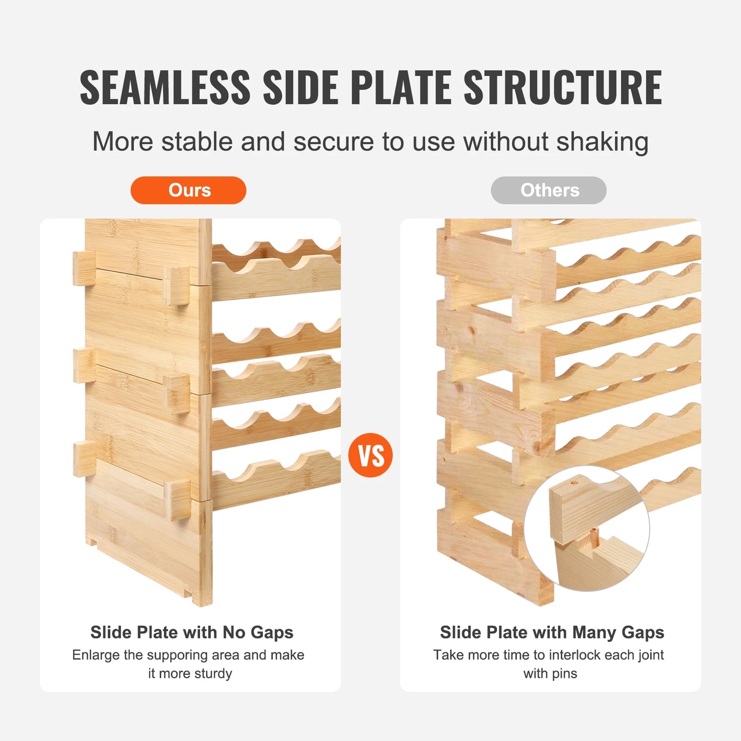SucceBuy Bamboo Eight-Tier Stackable Wine Rack