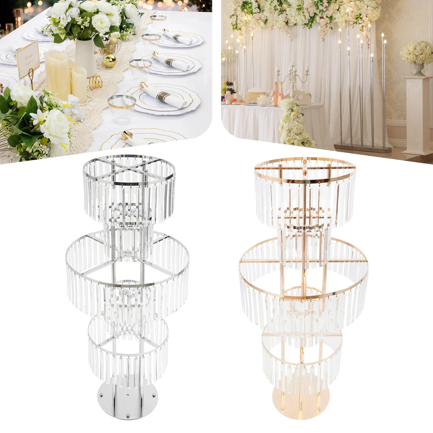 Five Tier Wedding Centerpiece Stand With Acrylic Flower Vase