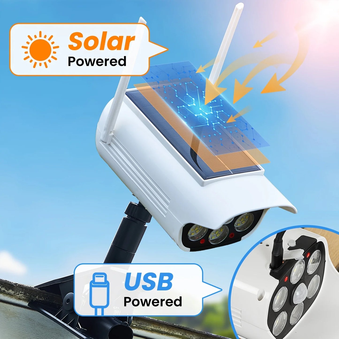 T-SUNRISE Solar Outdoor Motion Sensor Light Decoy Security Camera