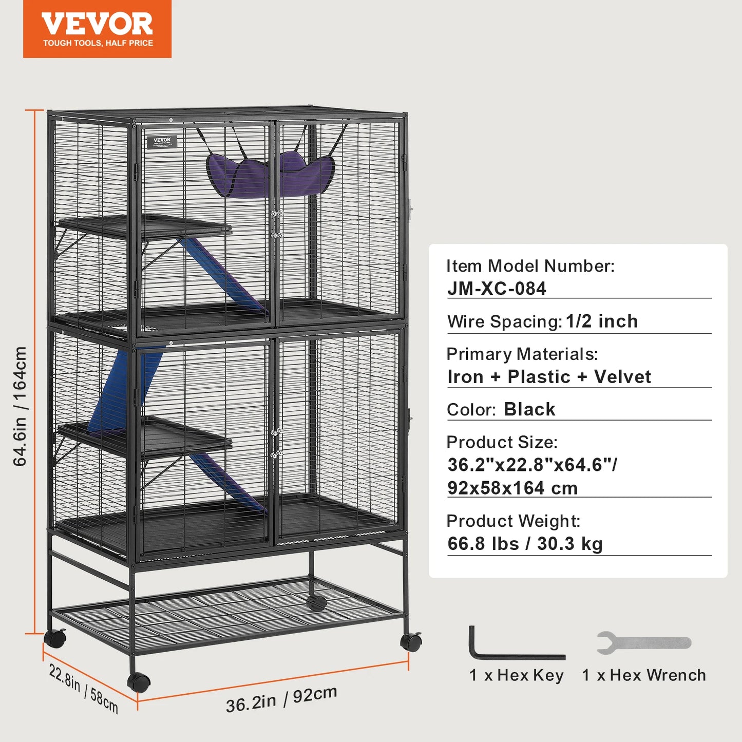 SucceBuy Rolling Metal Ferret Cage 4-Tier Critter Nation Small Animal Cage