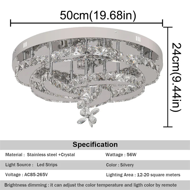 GreeLustr Crystal Led Ceiling Pendant Chandelier For Living Room