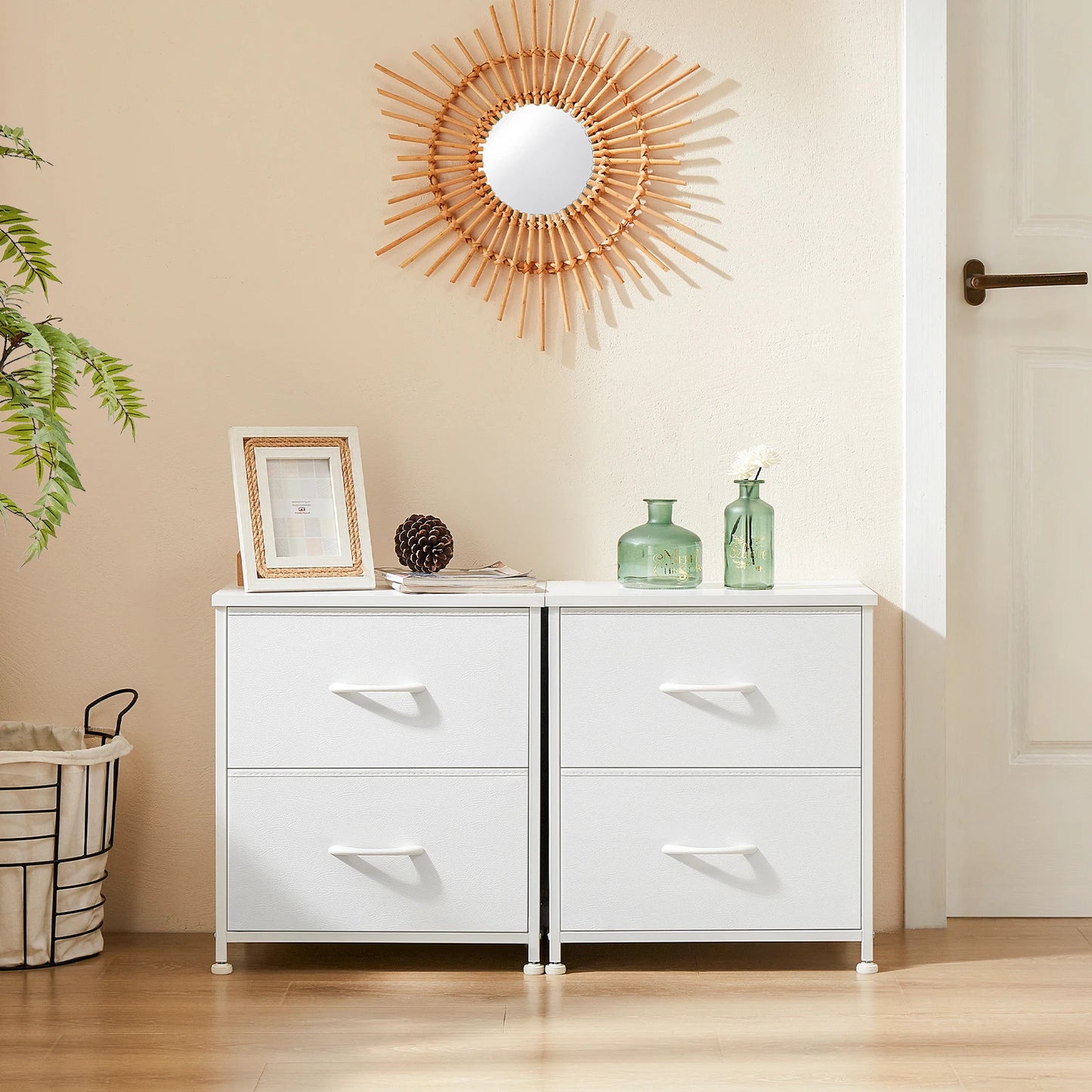 JHK Nightstand Bedside Table With Storage Drawers Modern Minimalist