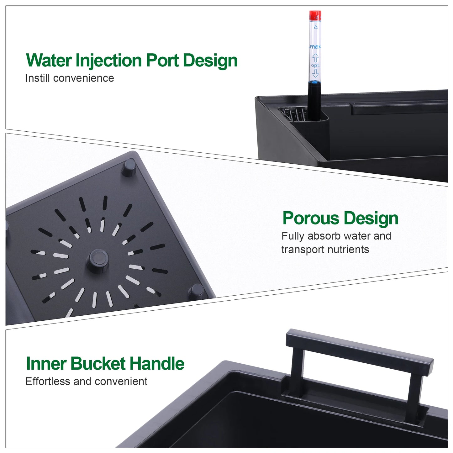 Two-Piece Planter Pots for Indoor Outdoor Drainage and Auto Watering