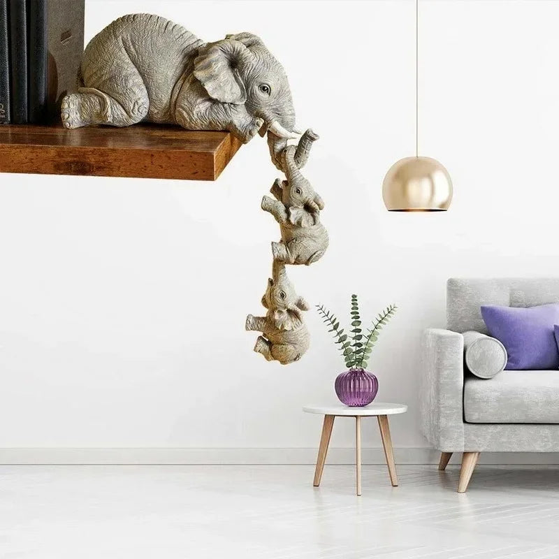 Elegant Elephant Figurines Resin Decor Mother And Baby