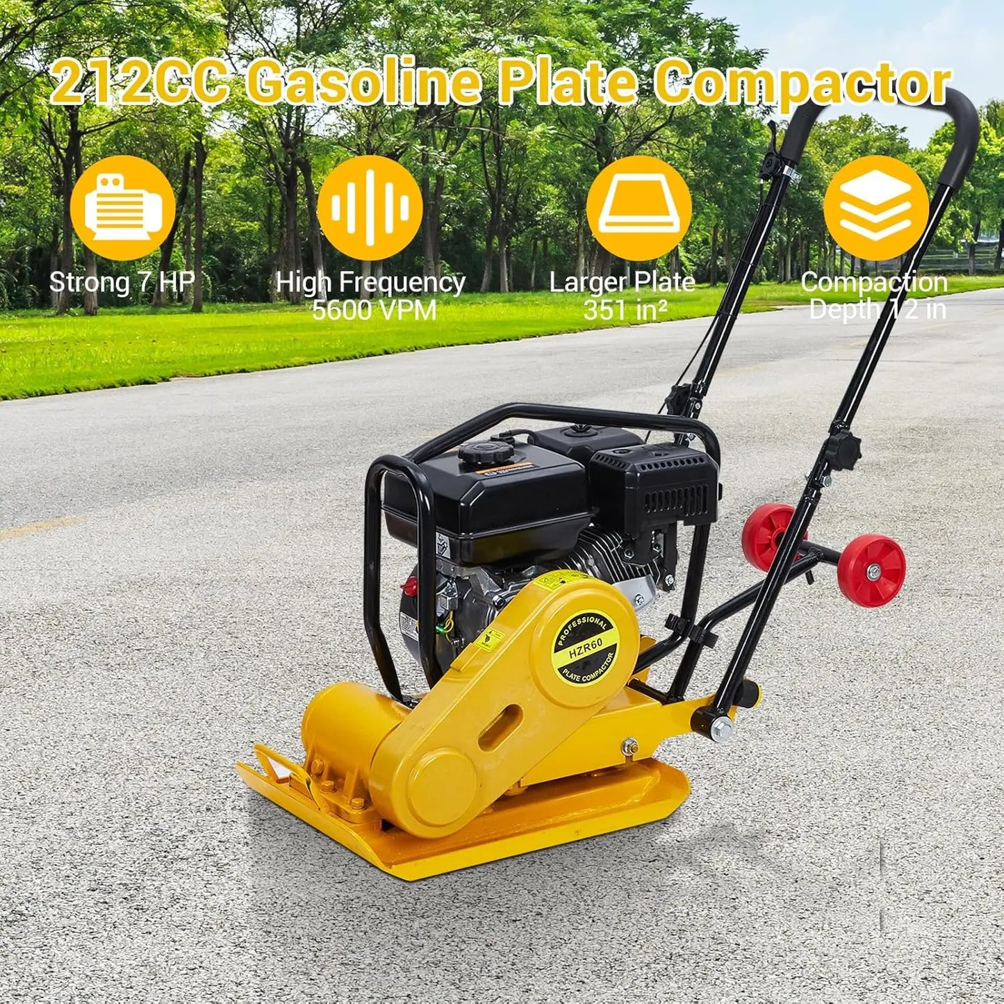 TWISTER.CK Plate Compactor 7HP Gas Engine 4200 Lbs Force