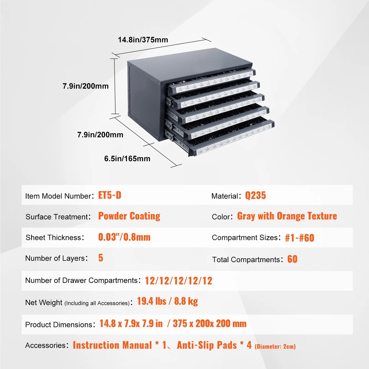 SucceBuy Steel Drill Bit Dispenser Cabinet With Three Drawers