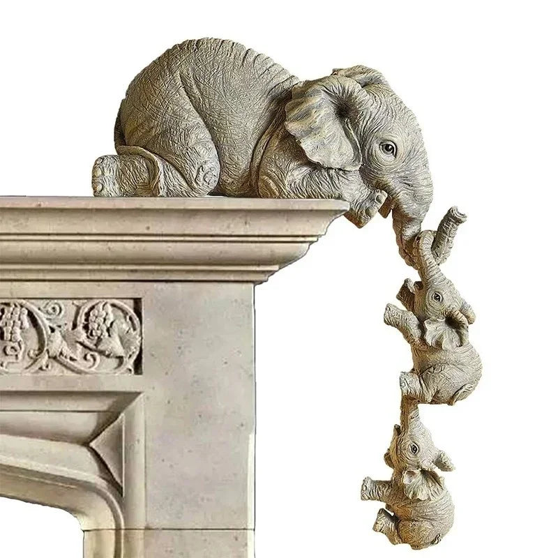 Cute Elephant Figurines Set Resin Craft Animals For Home Decor